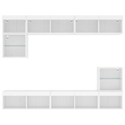 Berkfield 8 Piece Tv Wall Units With Led White Engineered Wood - thumbnail 6
