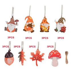 24Pcs Painted Wooden Pendant Gnome Christmas Tree Ornaments - thumbnail 2