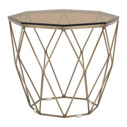Orsina Stunning End Table With Brushed Bronze Base, Versatile Sitting Room Side Table, Practical Lounge Room Table - thumbnail 2