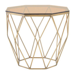 Orsina Stunning End Table With Brushed Bronze Base, Versatile Sitting Room Side Table, Practical Lounge Room Table - thumbnail 1