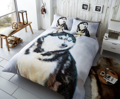 Smart Living 3D Duvet Cover With Pillowcases Polycotton Quilt Bedding Covers Comfy Breathable Comforter Cover Set - Husky - image 1