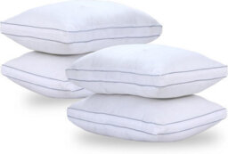 Nod Off 100% Egyptian Cotton Bed Pillow Extra Filling For The Best Sleep Hypoallergenic Dust Mite Resistant Hotel Pillows - Pack Of 4