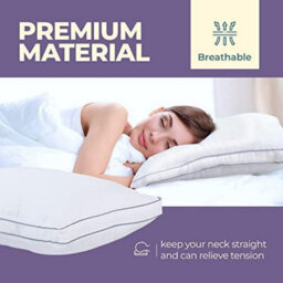 Nod Off 100% Egyptian Cotton Bed Pillow Extra Filling For The Best Sleep Hypoallergenic Dust Mite Resistant Hotel Pillows - Pack Of 4 - thumbnail 7