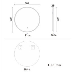 Probaty Bathrooms 90X90Cm Round Mirror 3 Colors Dimmable Led With Anti-Fog Ip44,backlit Illuminated,touch Sensor Wall Mounted - thumbnail 9