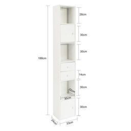 Sobuy Str10-W, Bathroom Tall Cabinet Bathroom Shelf Bathroom Storage Cabinet,white,w33Xd24Xh188 - thumbnail 3