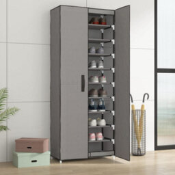 Berkfield Shoe Cabinet Grey 60X30X166 Cm Fabric