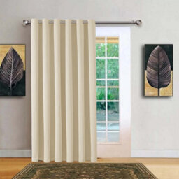 Bedlooms Cream Blackout Thermal Insulated Eyelet Ready Made Ring Top Single Curtain Panel 66 X 84 Inches With Tie Back - thumbnail 2