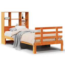 Berkfield Bookcase Bed Without Mattress Wax Brown 75X190 Cm Small Single Solid Wood Pine - thumbnail 2