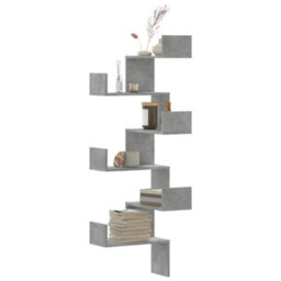 Berkfield Wall Corner Shelf Concrete Grey 45X45X147 Cm Engineered Wood - thumbnail 1