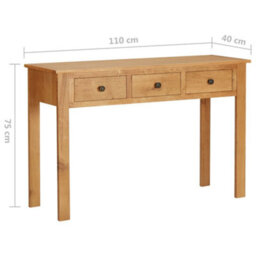 Vidaxl Dressing Table 110X40X75 Cm Solid Oak Wood - thumbnail 8