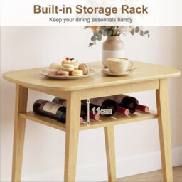 Costway 3-Piece Dining Table Set For 2 Solid Wood Kitchen Table Beige & Natural - thumbnail 6