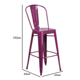 "Fwstyle Set Of 4 24"" Purple Bar Stools Galvanised Steel" - thumbnail 4