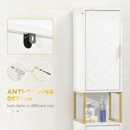 Kleankin Freestanding Bathroom Cabinet Linen Towel W/ Adjustable Shelf, 2 Doors - thumbnail 8