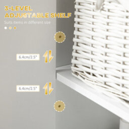 Kleankin Freestanding Bathroom Cabinet Linen Towel W/ Adjustable Shelf, 2 Doors - thumbnail 6