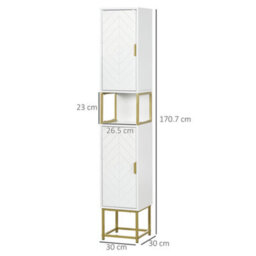 Kleankin Freestanding Bathroom Cabinet Linen Towel W/ Adjustable Shelf, 2 Doors - thumbnail 3