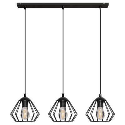 Luminosa Lighting Luminosa Agat Straight Bar Pendant Ceiling Light Black 65Cm