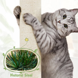Yaheetech Beige 137.5Cm Rattan Cat Tree Plush Cat Tower Medium - thumbnail 8