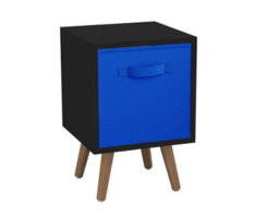Urbn-Living Urbnliving 51Cm Height Black Wooden Cube Storage Bookcase Dark Blue Inserts Scandinavian Pine Legs