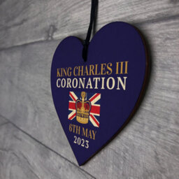 Red Ocean King Charles Iii Coronation Celebration Hanging Wooden Heart Comemmoration Plaque Union Jack Sign Celebration Gifts - thumbnail 7
