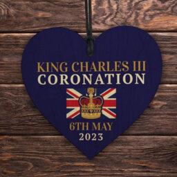Red Ocean King Charles Iii Coronation Celebration Hanging Wooden Heart Comemmoration Plaque Union Jack Sign Celebration Gifts - thumbnail 5