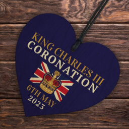 Red Ocean King Charles Iii Coronation Celebration Hanging Wooden Heart Comemmoration Plaque Union Jack Sign Celebration Gifts - thumbnail 6