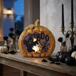 Garden Greatness Illuminated Boo Ghost Pumpkin Ornament - thumbnail 1