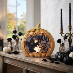 Garden Greatness Illuminated Boo Ghost Pumpkin Ornament - thumbnail 2