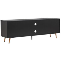 Beliani Tv Stand Black Gold For Up To 75-Inch Tvs With Cable Management, 2 Doors, Matt Finish - thumbnail 5