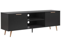 Beliani Tv Stand Black Gold For Up To 75-Inch Tvs With Cable Management, 2 Doors, Matt Finish - thumbnail 3