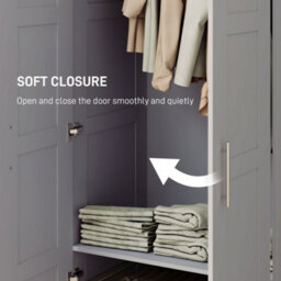 Wyld Haus Coralani Grey 2-Door Wardrobe With Hanging Rail And 2 Shelves, Soft-Close Hinges - thumbnail 5