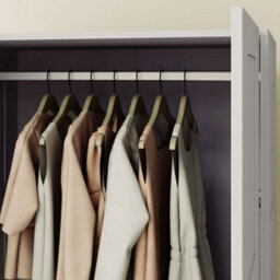 Wyld Haus Coralani Grey 2-Door Wardrobe With Hanging Rail And 2 Shelves, Soft-Close Hinges - thumbnail 8