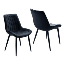 Darphe Set Of 2 Black Upholstered Dining Chairs 53Cm(W) X 40Cm(D) X 83Cm(H)