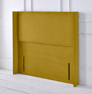 "Adore Designs Victoria Winged Plush Velvet 6Ft Super King 50"" Floor Standing Headboard - Turmeric"