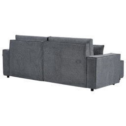 Beliani Corner Sofa Bed 3 Seater Karila Fabric Dark Grey With Storage Right Hand - thumbnail 6