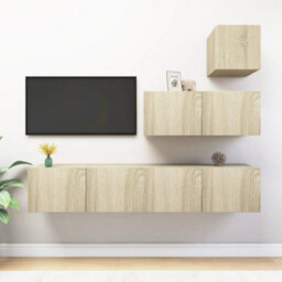 Berkfield Modern 4 Piece Tv Cabinet Set Sonoma Oak Engineered Wood - thumbnail 2