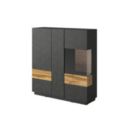 Arte Luxurious Silke 46 Display Cabinet 130Cm Right - Matera & Wotan Oak: Elevate Your Living Space With Sophisticated Storage