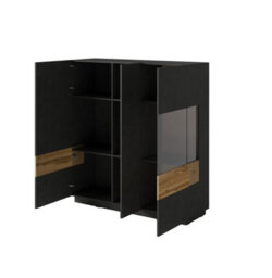 Arte Luxurious Silke 46 Display Cabinet 130Cm Right - Matera & Wotan Oak: Elevate Your Living Space With Sophisticated Storage - thumbnail 2