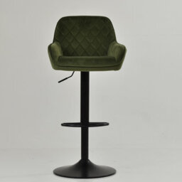 Lakeland Furniture Arnside Olive Green Velvet Black Adjustable Base Bar Stool - thumbnail 3