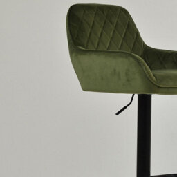 Lakeland Furniture Arnside Olive Green Velvet Black Adjustable Base Bar Stool - thumbnail 7