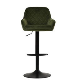 Lakeland Furniture Arnside Olive Green Velvet Black Adjustable Base Bar Stool
