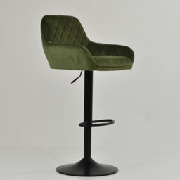 Lakeland Furniture Arnside Olive Green Velvet Black Adjustable Base Bar Stool - thumbnail 4
