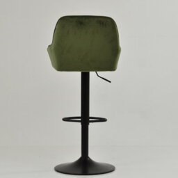 Lakeland Furniture Arnside Olive Green Velvet Black Adjustable Base Bar Stool - thumbnail 6