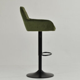 Lakeland Furniture Arnside Olive Green Velvet Black Adjustable Base Bar Stool - thumbnail 5