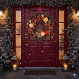 Snow White 38Cm Large Autumn Door Wreath Decorative Christmas Wreath Orange Pumpkin Foliage - thumbnail 7