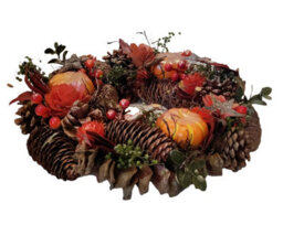 Snow White 38Cm Large Autumn Door Wreath Decorative Christmas Wreath Orange Pumpkin Foliage - thumbnail 3