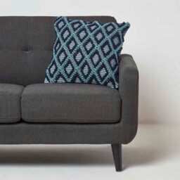 Homescapes Tula Handwoven Textured Navy & Teal Cushion 45 X 45 Cm - thumbnail 2