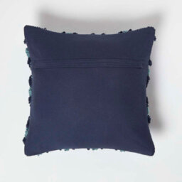 Homescapes Tula Handwoven Textured Navy & Teal Cushion 45 X 45 Cm - thumbnail 3