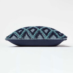 Homescapes Tula Handwoven Textured Navy & Teal Cushion 45 X 45 Cm - thumbnail 4
