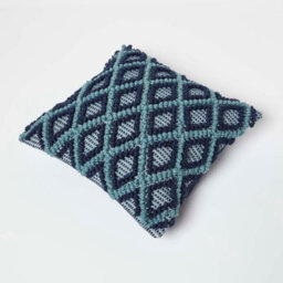 Homescapes Tula Handwoven Textured Navy & Teal Cushion 45 X 45 Cm - thumbnail 5