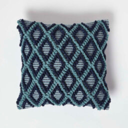 Homescapes Tula Handwoven Textured Navy & Teal Cushion 45 X 45 Cm